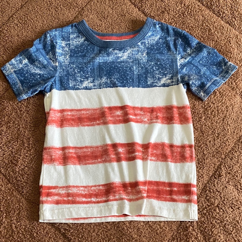 Kids Blue and Red Striped Short Sleeve Tee